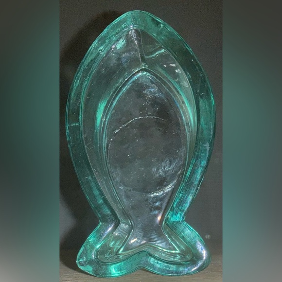 Vintage Clear Green Tint Glass Fish Trinket Jewelry Dish EUC - Picture 8 of 10